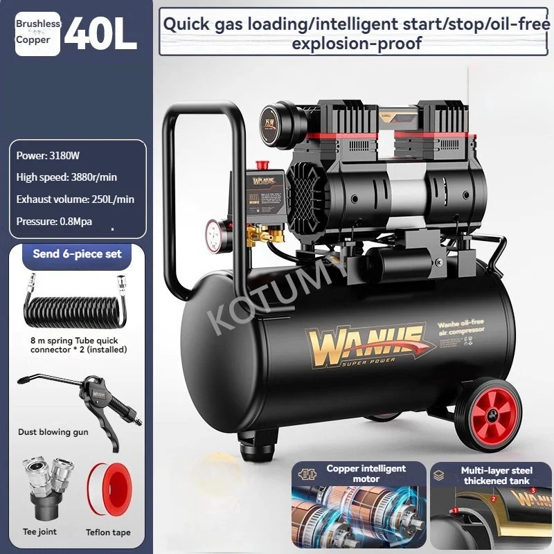 Silent Air Compressor Portable Air Pump For Home Car Repair Tire Inflation Paint Spraying 3180W 15L 25L 40L