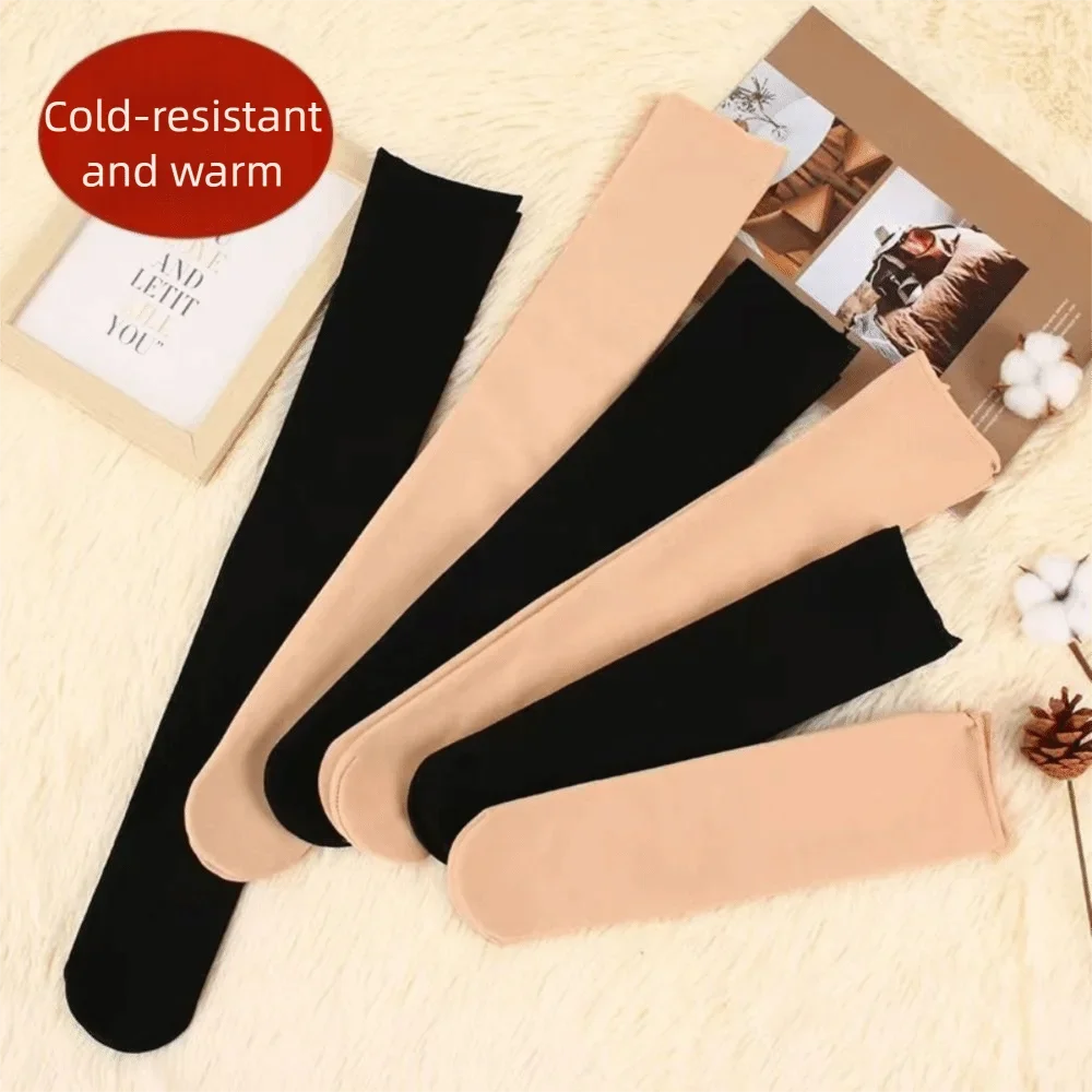 

Leg Warmers Velvet-lined Snow Socks Thickened Black Nude Home Floor Socks Casual Calf Socks Autumn Winter