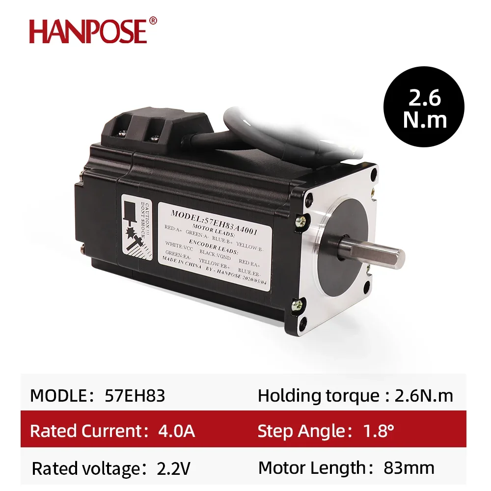 57EH83A4001 Hybrid Step-servo motor 57X83mm  Nema23 Closed Loop 4A 2.6N.M  57CME26 Servo motor Stepper Motor+CL57 for CNC Router