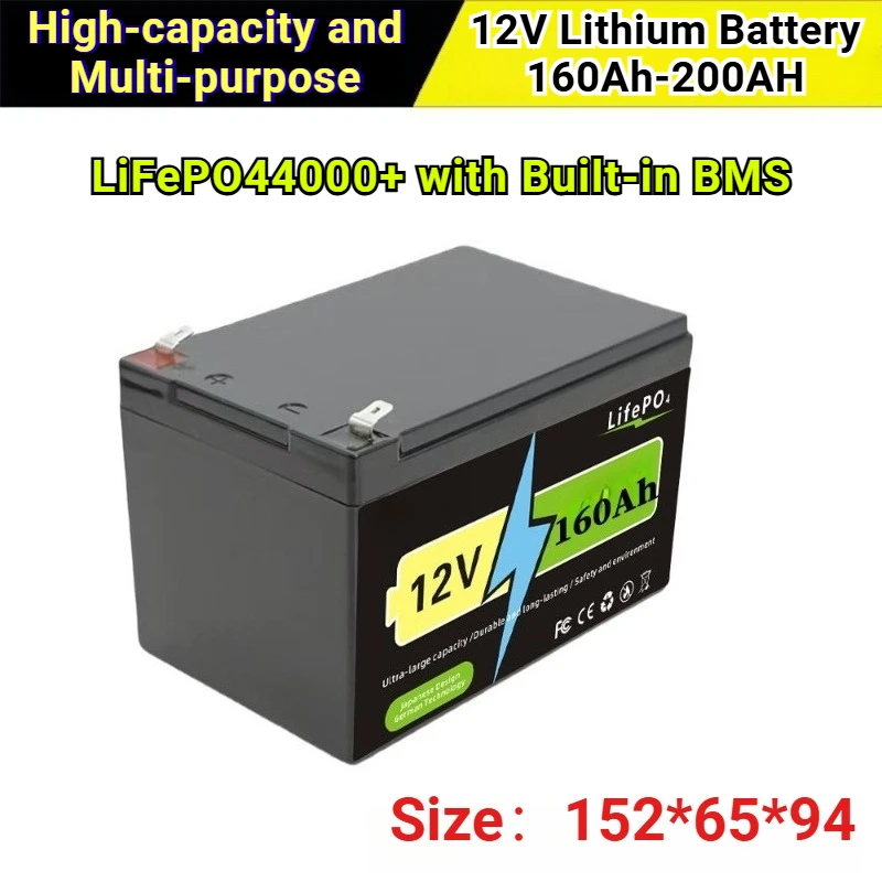 

High-capacity and Multi-purpose 12V Lithium Battery 160Ah-200AH LiFePO44000+ with Built-in BMS