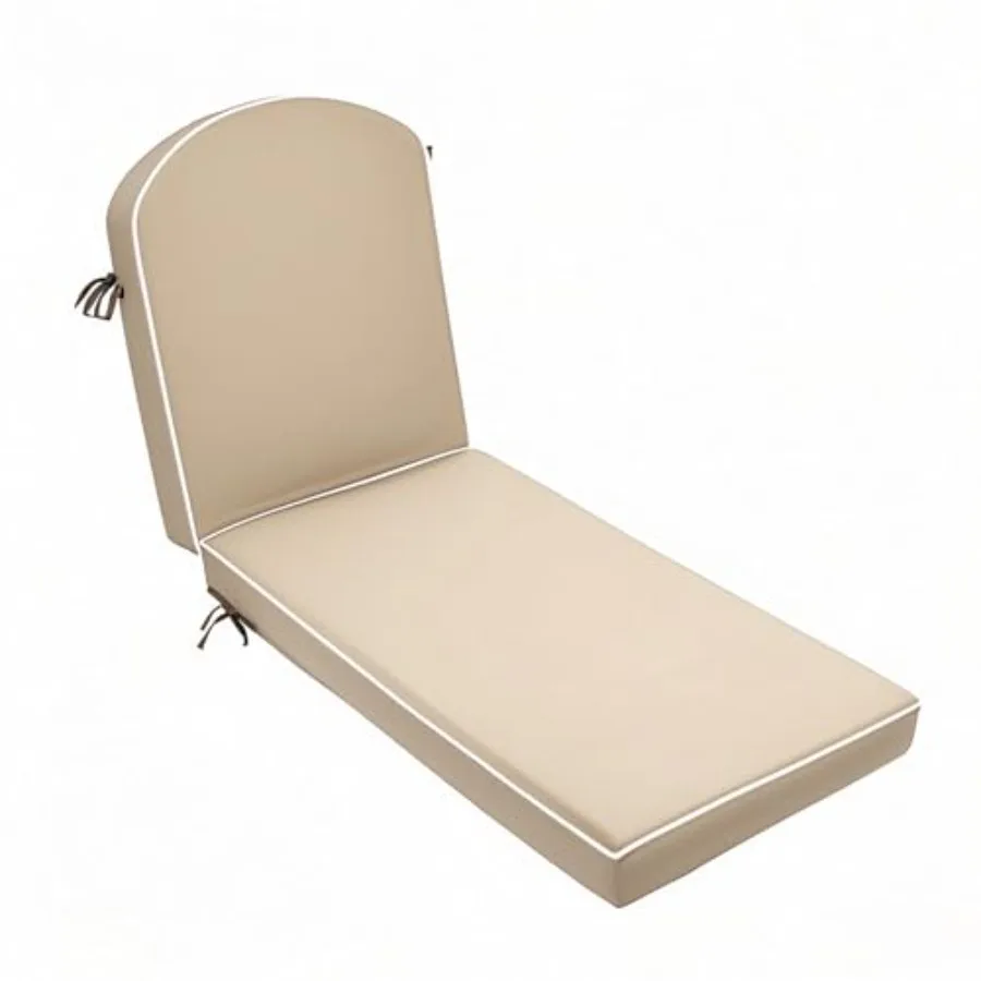

80 x 26 inch Outdoor Chaise Lounge Cushion Extra Wide High-Water Resistant 3" Resilience Foam Lounge Chair Cushion with 4 Ties