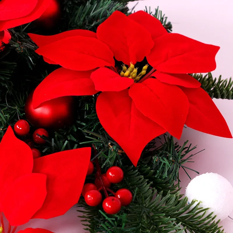 Artificial Poinsettia Bouquet for Christmas, Red Flowers Head, Xmas Tree Ornaments, Indoor and Outdoor Decorations