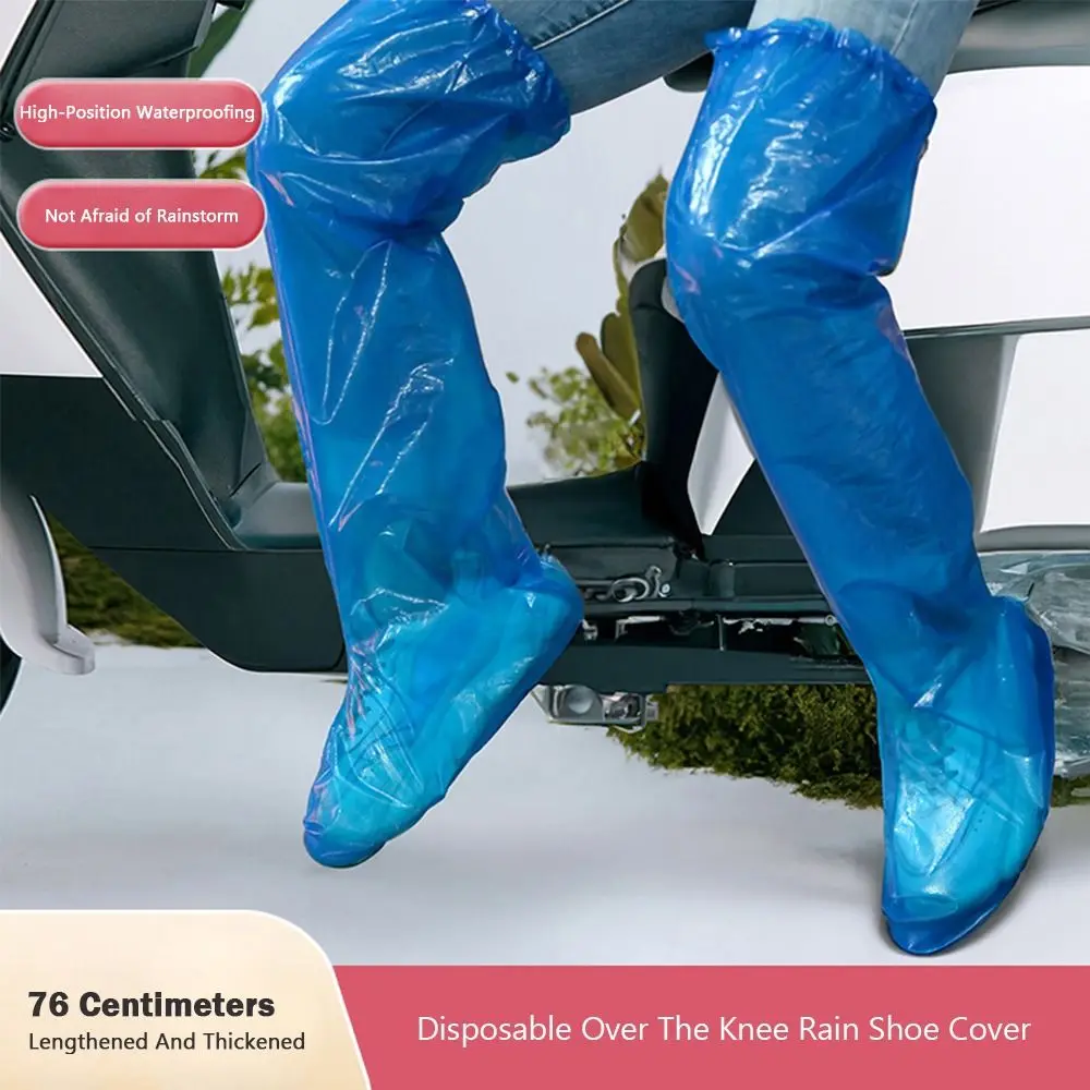 5pairs Transparent Disposable Rain Boot Covers Thickened Non-slip Foot Wrap Rainpants Oil Resistant Waterproof