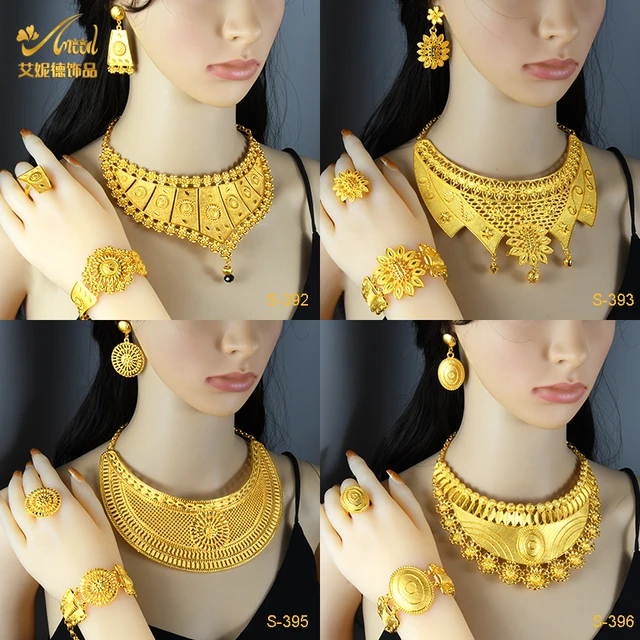 Bridal Wedding Collection Set Gold Bridal Jewelry Sets 24k African Gold Necklace Jewelry Sets Aliexpress