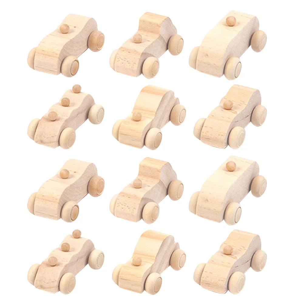 

12 Pcs Paintable DIY Graffiti Car Toddler Toys Kids Painting Wooden Unfinished Cars