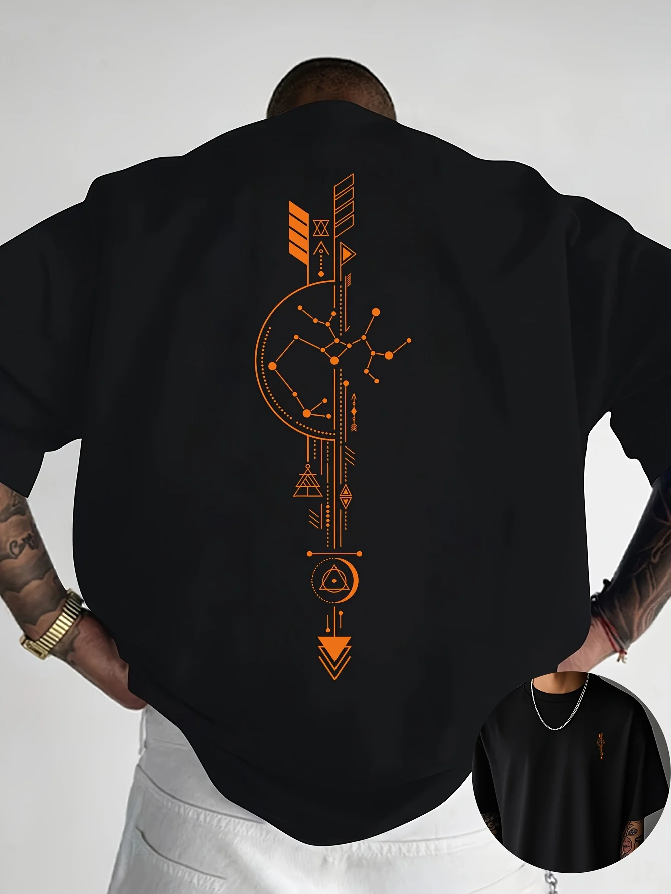 Constellation Arrow Geometric Graphic Tee Men Breathable 100% Cotton Perfect Summer Streetwear Trendy Mystical Astrology Style