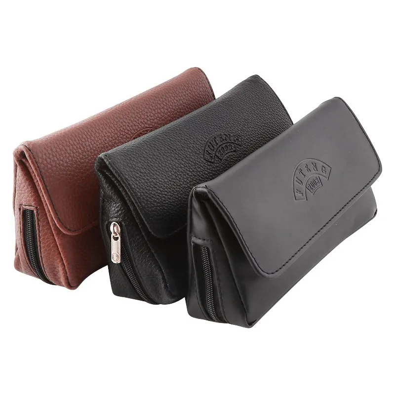 

FUTENG 1Pcs Black Leather Smok Tobacco Pipe Pouch Portable Case Bag For Pipes Smoking Accessories Multi Style