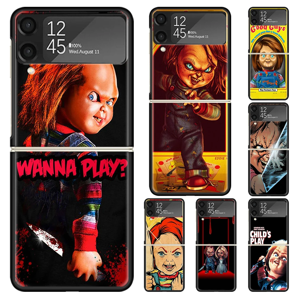 Chucky Child\'s Play Hard PC Phone Case For Samsung Galaxy Z Flip 6 5 4 3 Black Cover ZFlip6 Flip5 Flip4 5G Foldable Print Cases