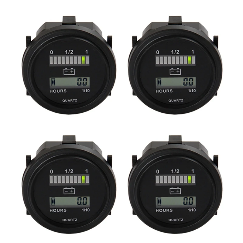 

4X LED With Hour Meter Round Battery Indicator Meter Gauge 12/24V 36V 48V 72V For Boat Golf Cart Yamaha