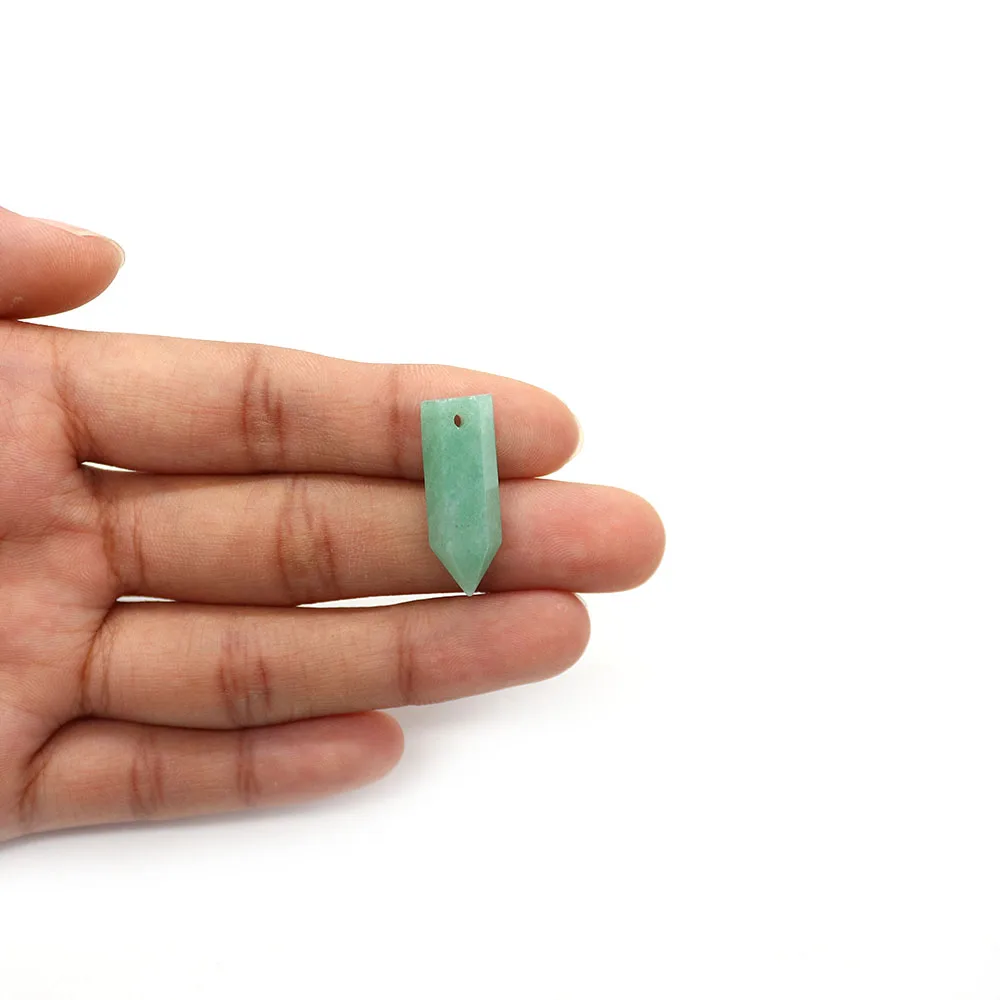 Creative Minimalist Natural Stone Polished Single Prism Single-hole Green Aventurine Pendant DIY Jewelry for Necklaces Earrings