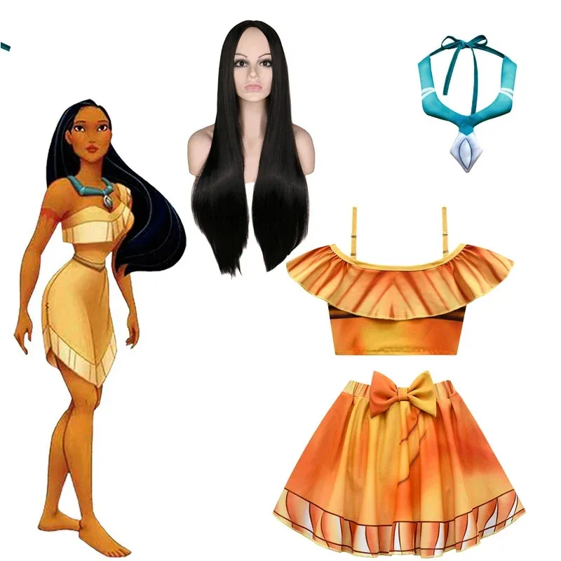 ♥ Nuevo Traje de Baño Sexy de Princesa Pocahontas 2026 para Niñas, Disfraz de Cosplay para Niñas Indias, Ropa de Playa para Niños ★ Casa del Oso