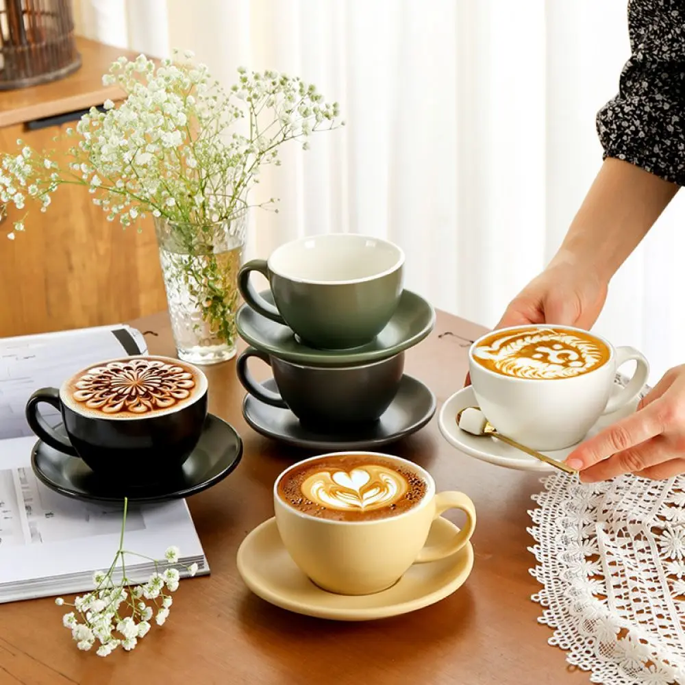 Nordic Ceramic Coffee Cup And Saucer Set Matte Finish Espresso Latte Mug Durable Minimalist Kitchenware For Home Cafe