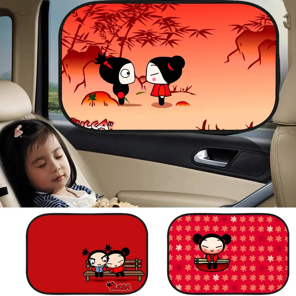 

Small P-Pucca Cartoon 1PCS Window Sunshade Cover For Kids Universal Car Foldable Car Sun Shade Cover UV Protect Curtain Side