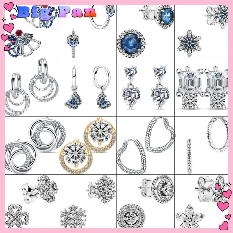 

S925 Sterling Silver Classic Fine Earrings Clear Zircon Eternal Heart Shiny Earrings Diy Women Engagement Party Original Jewelry
