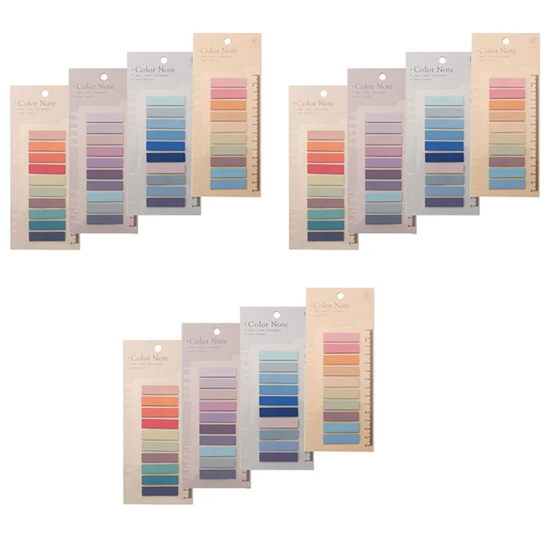 2400 Uds. Pestañas de índice adhesivas, 4 hojas de pestañas de índice de tira Morandi, notas adhesivas de página grabables con regla para marcar páginas