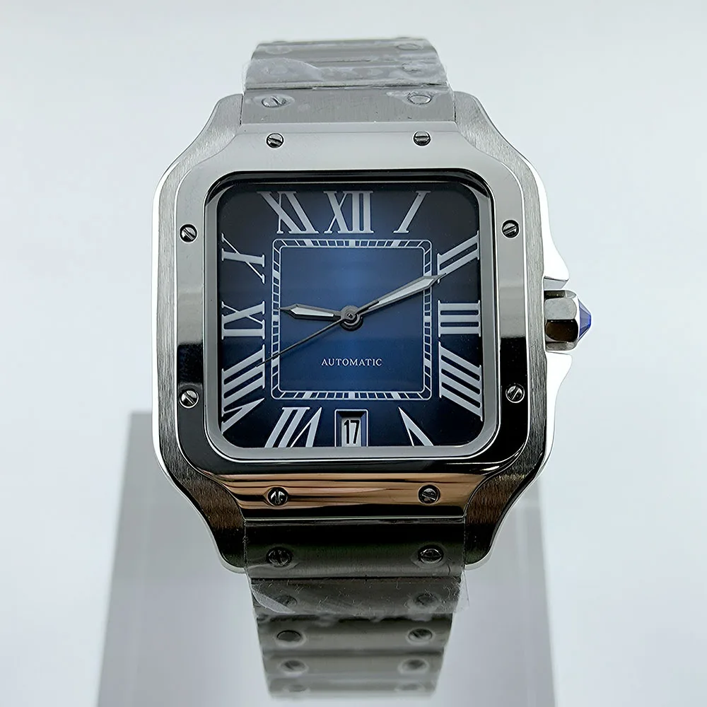 Caso quadrado nh35 relógio nh35 dial quadrado dial roma dial relógio caso fivela dobrável caber nh35 nh36 movimento relógio acessórios