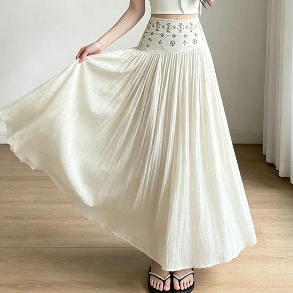 

Spring and summer 2026 new medium and long high waist women's thin elastic waist skirt, drape and thin a-word long skirt
