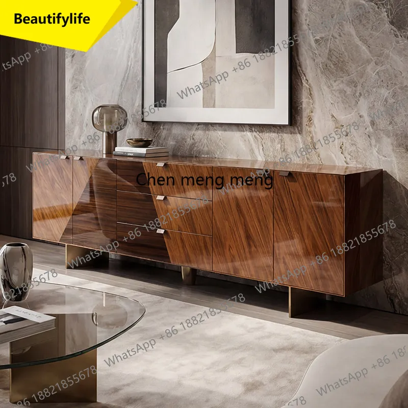 02M Italian light luxury TV cabinet, high-end living room lacquered floor cabinet, large flat floor TV cabinet