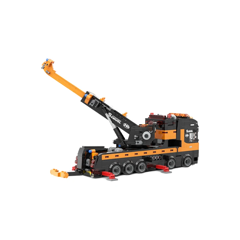 MOC Heavy-Duty Rotator Wrecker Truck Building Blocks Set Roadside Emergency Rescue Vehicle Model Rotating Crane Adult Gift