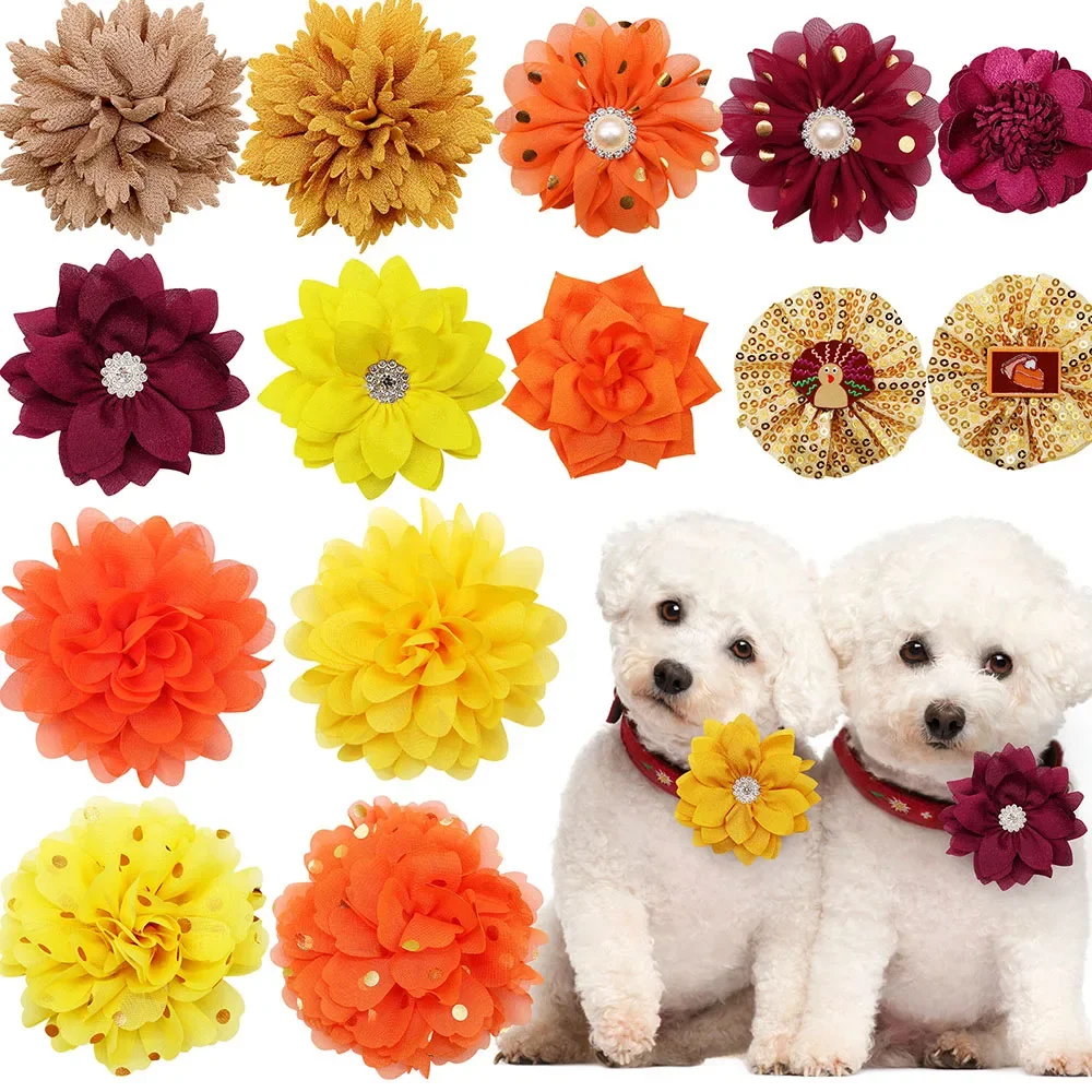 50 Fall Pet Supplies Dog Bandana Thanksgiving Dog Bows Small Dog Bowtie Neckties Pet Dog Collar Accessoreis Samll Dog Hair Bows