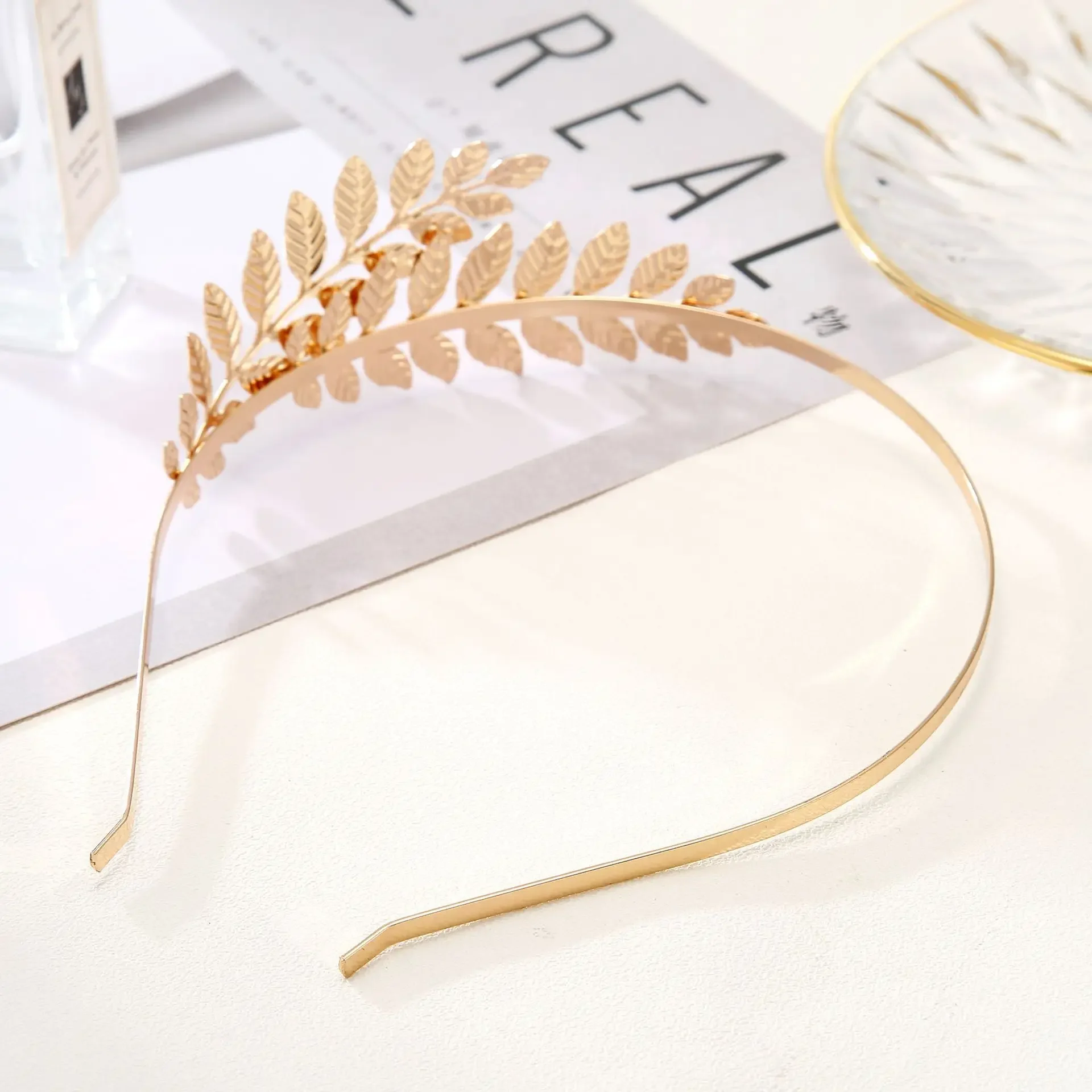 Pearl Leaf Bride Tiaras party Headband Hairband Wedding Hair Accessories Dainty Hair Crown Greek Goddess Head Dress Band