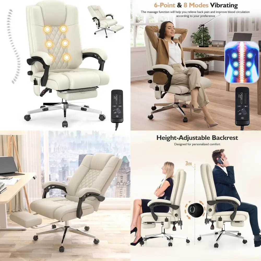 ergonomic high-back leather chair with adjustable features and footrest for big & tall executives