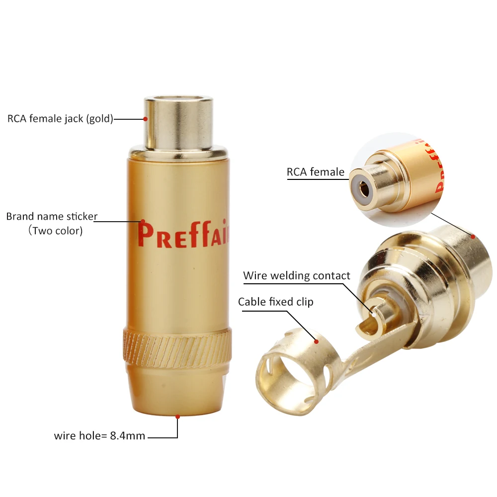 Preffair Pozłacane złącze żeńskie RCA Wtyczka RCA Gniazdo jack Adapter audio Czarno-czerwony w wtyczce głośnikowej