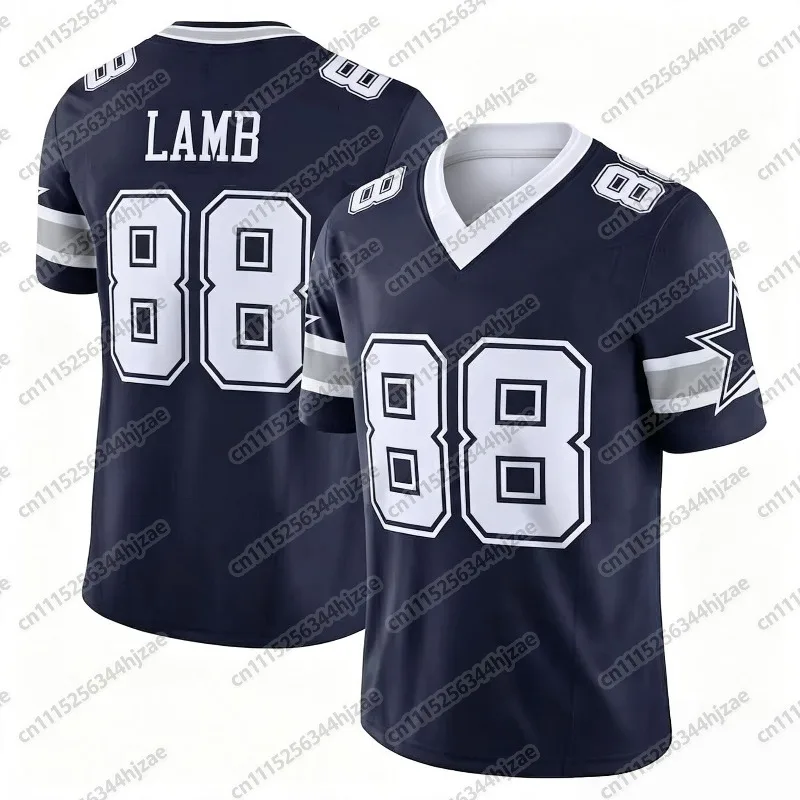 Men Dallas # 88 CeeDee Lamb Navy Blue Home Jersey V-neck Short Sleeve Breathable, Suitable for Fans Sports Daily Family T-shirt