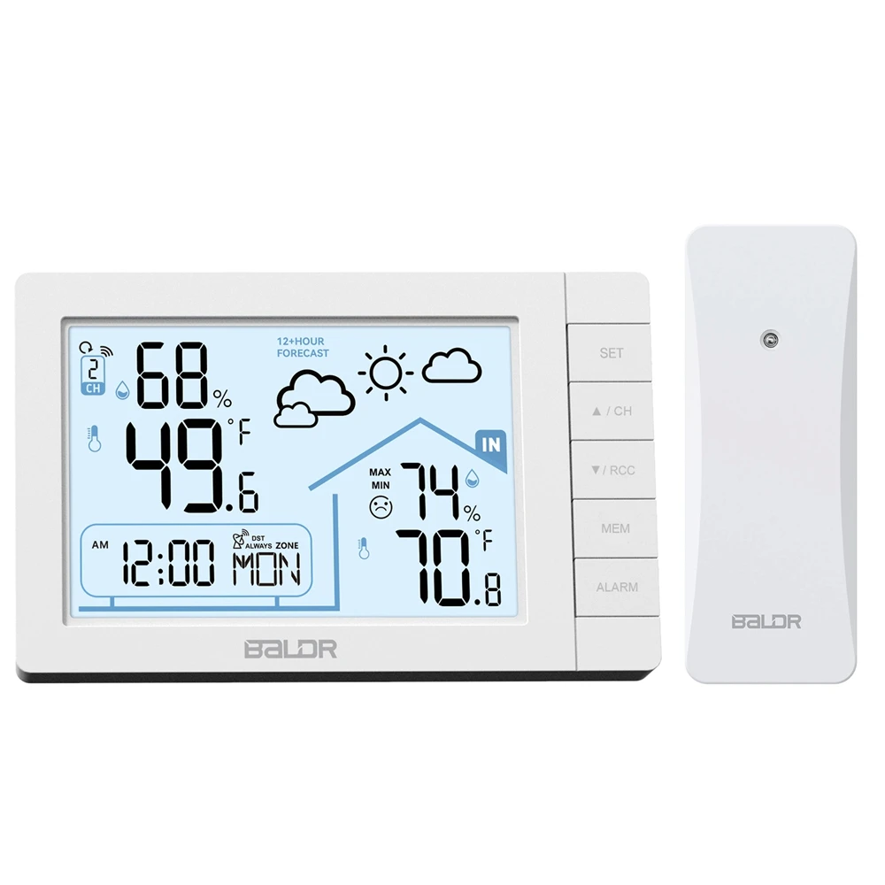 Brand DCF Atomic Alarm Clock Weather Station Digital LCD Humidity Temperature Monitor Frost Alert Wireless Forecast Sensor -40℃