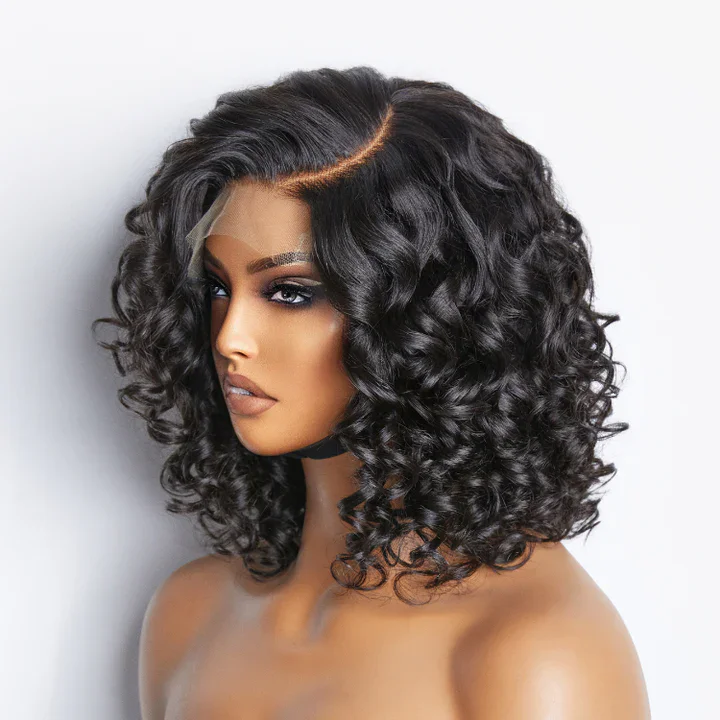 Loose Deep Wave Synthetic Hair Natural Black Women 13X4 Lace Front Wigs with Baby Hair Short Bob 180Density Long Last Lace Wigs