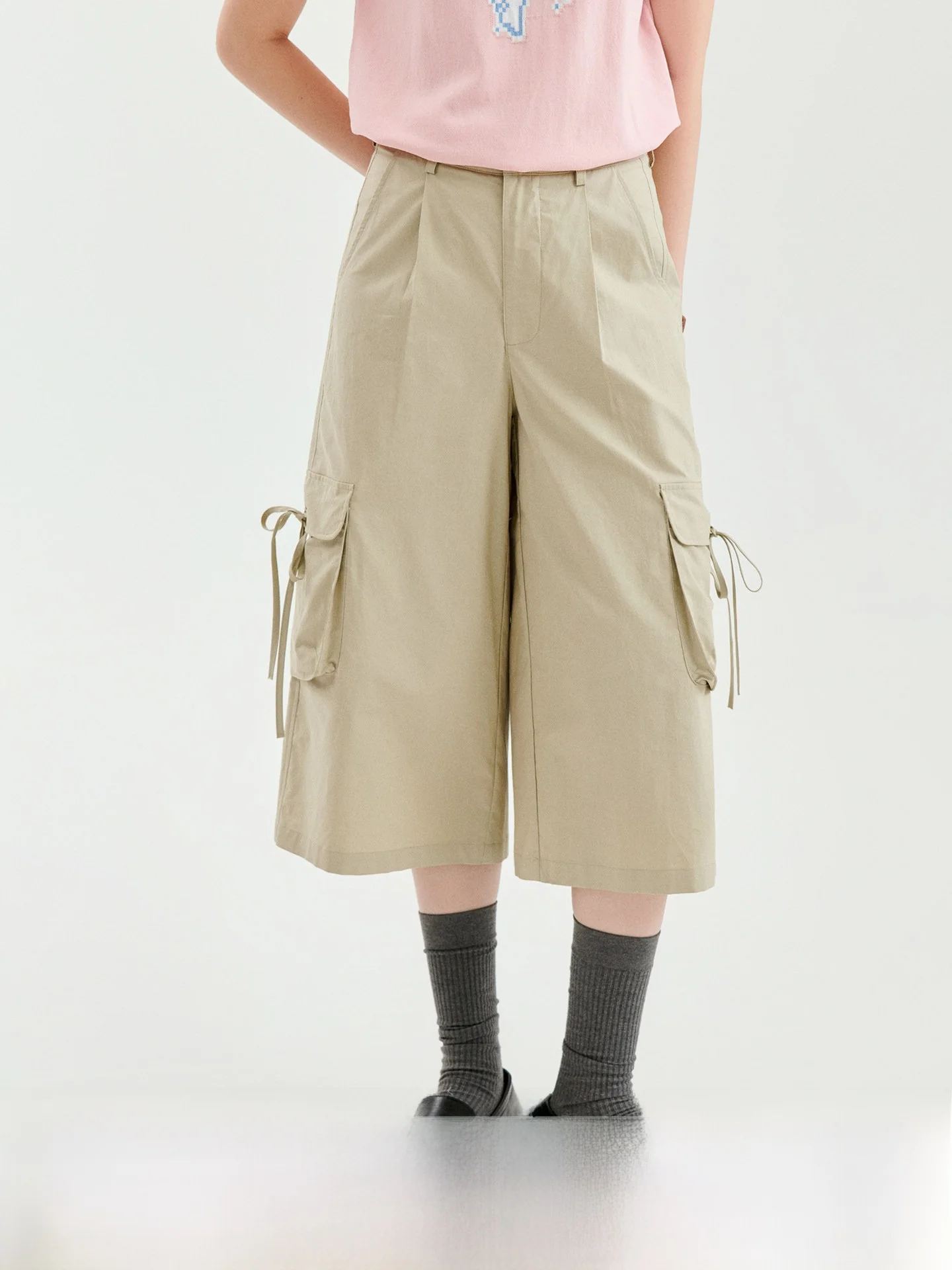 High Waist Workwear Pants Women's Summer New Casual Wide Leg Seven Pocket Pure Color Original North Island AMUU Commute Style