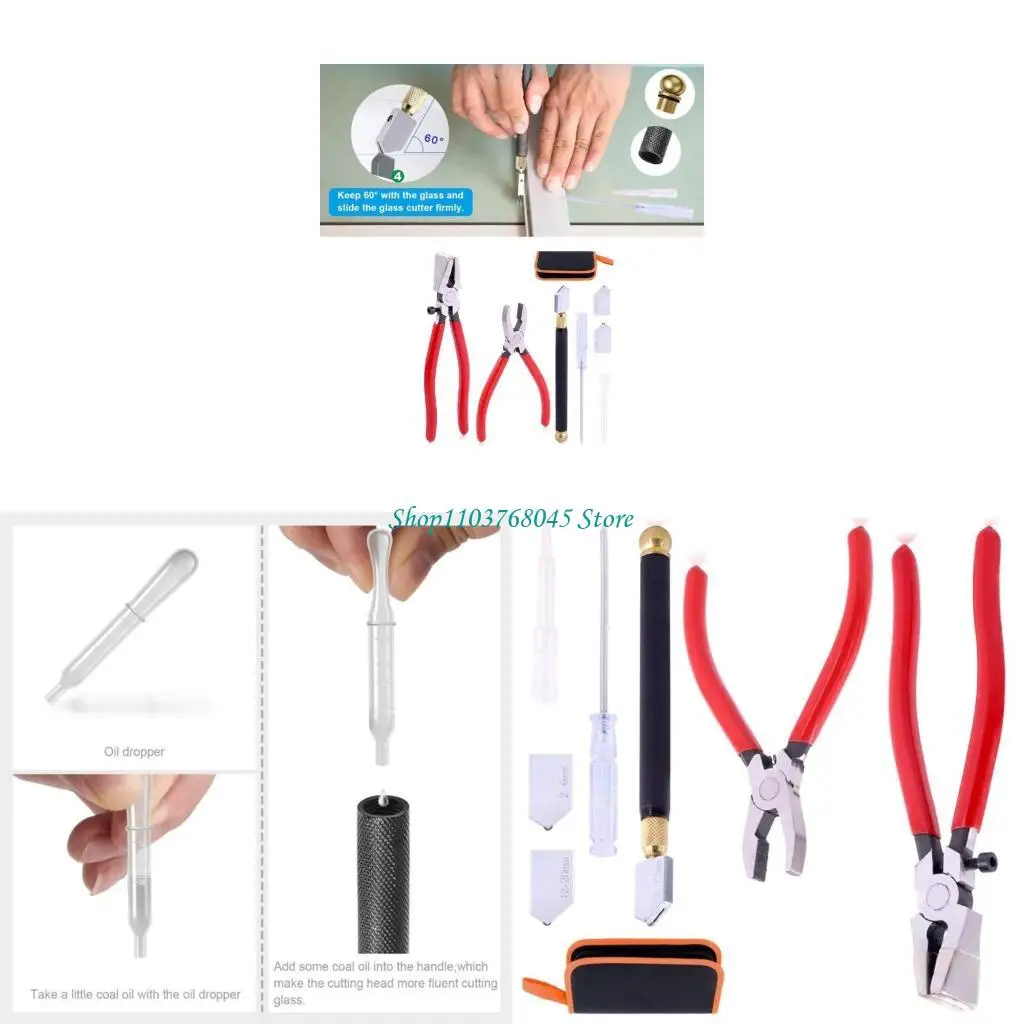 

R53F Heavy Duty Glass Running Pliers Tool Breaker Plier with Glass Cutter for Tiles/Mirror/Stained Glass Cutting