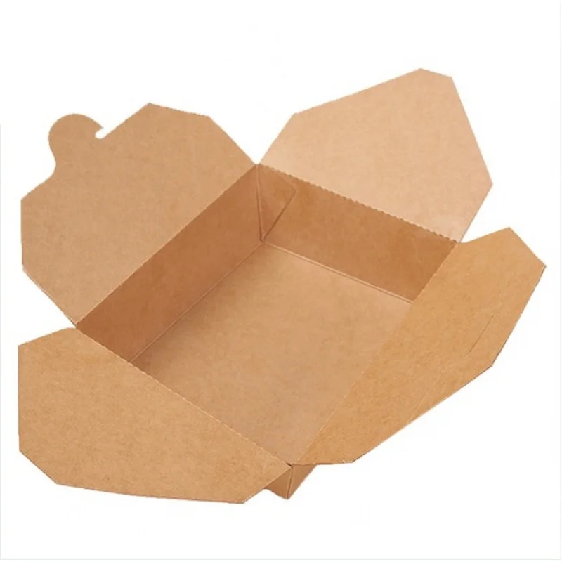 Boîte alimentaire en papier kraft personnalisée avec fenêtre, boîte à lunch marron, emballage pour sandwich et salade, à emporter rapidement