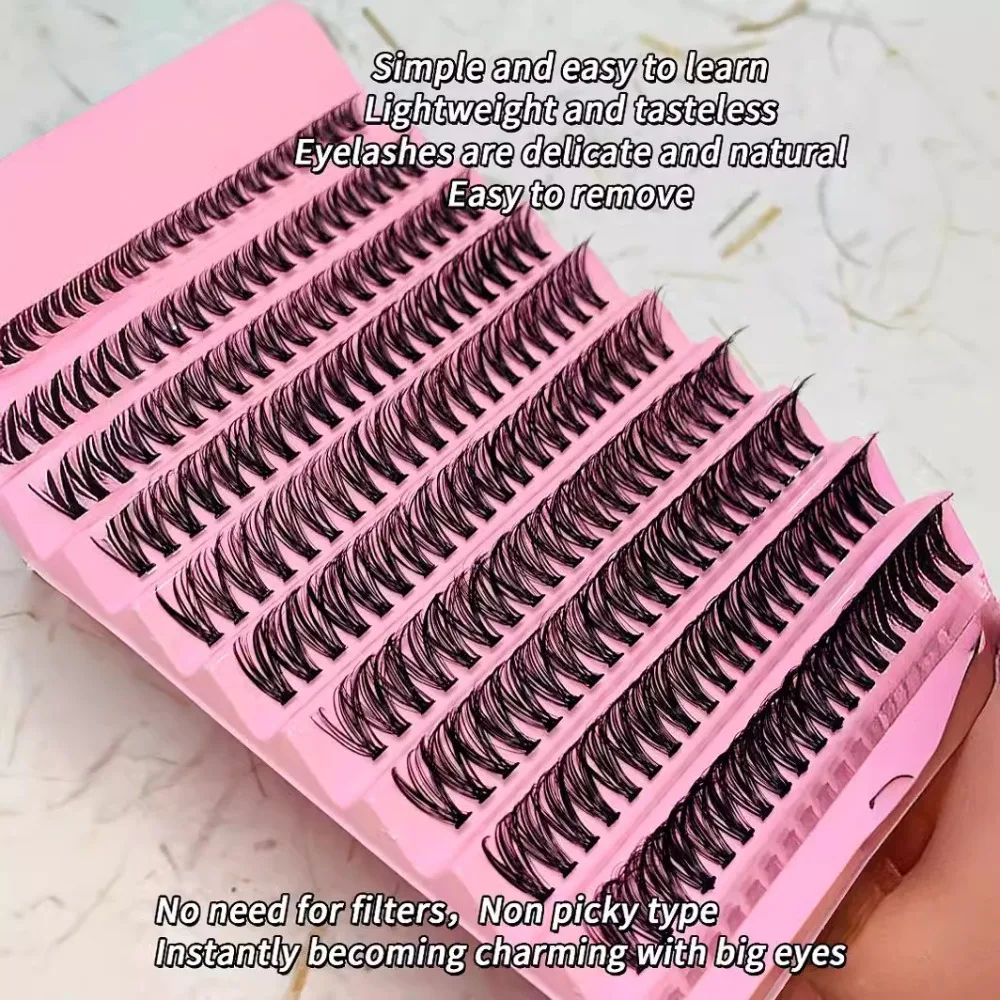3D Mink Effect Segmented False Eyelashes Mixed Length 8-16mm DIY Grafting Eyelashes Single Cluster Natural Anime Look