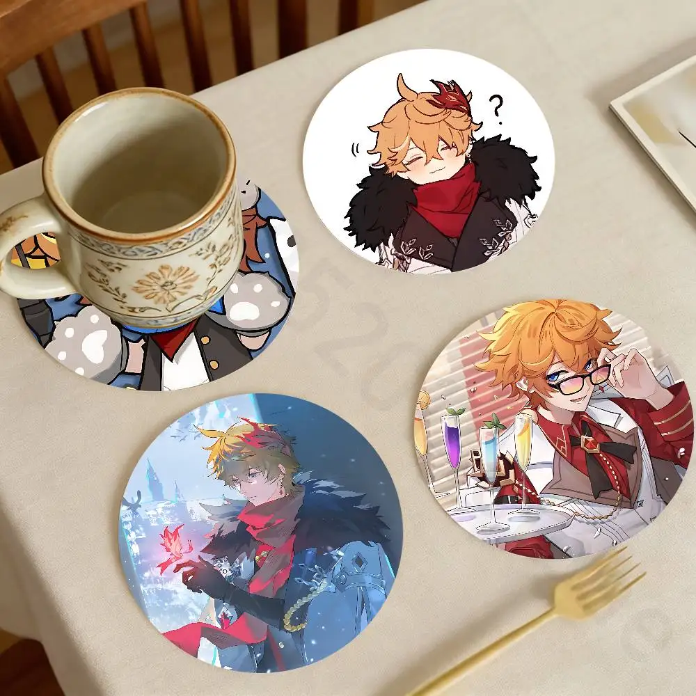 

G-Genshin ImpactTartaglia Wooden Theme Desktop Heat Mats Home Decor Coffee Mug Coasters For Office Restaurant