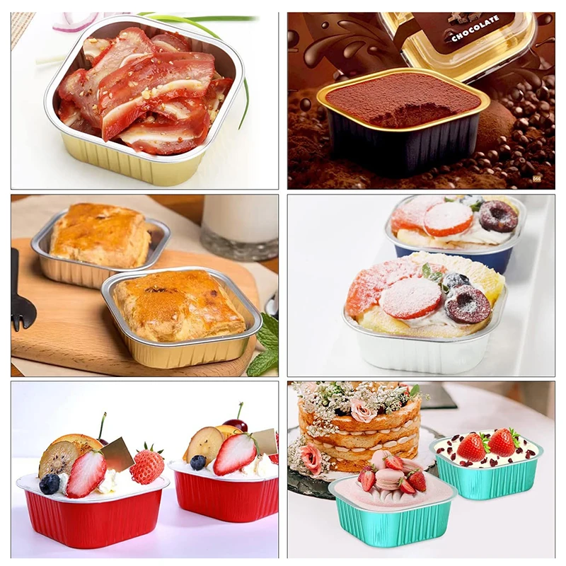 

Mini Cake Cup Heavy-Duty Foil Cupcake Wrappers Oven Baking Cups Cases Muffin Boxes Non-Stick Pudding Dessert Cups Kitchen Tools