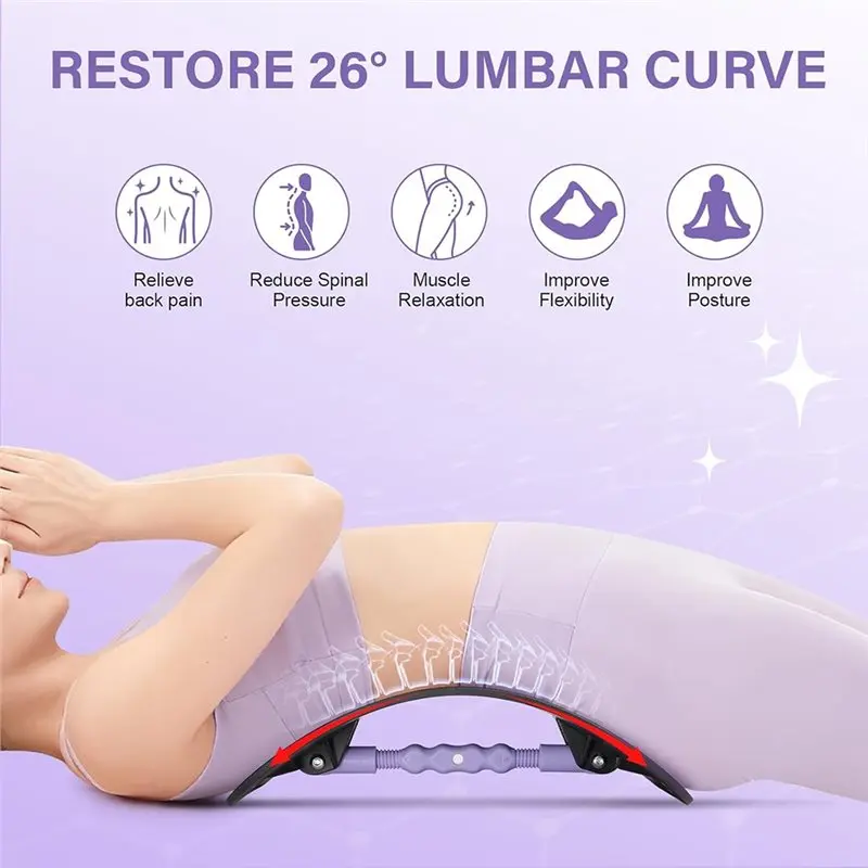 VEHO-Ultra Wide Back Stretcher Adjustable Lumbar Support Plate For Relieving Lower Back Pain And Reducing Spinal Pressure