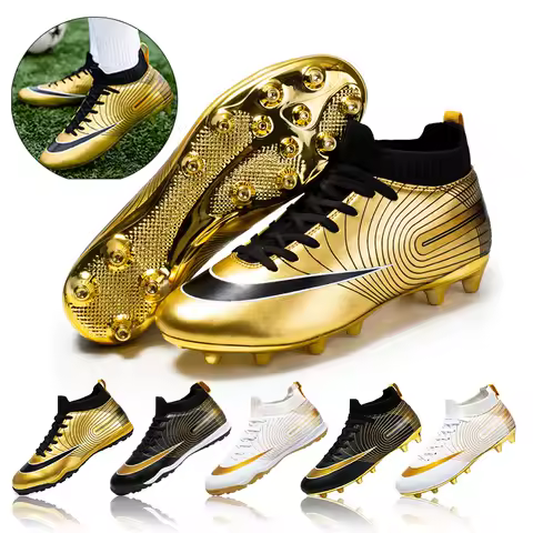 Men Soccer Shoes Professional Futsal Football Boots FG TF Kids Grass Cleats Football Shoes Gold Outdoor Training Soccer Boots