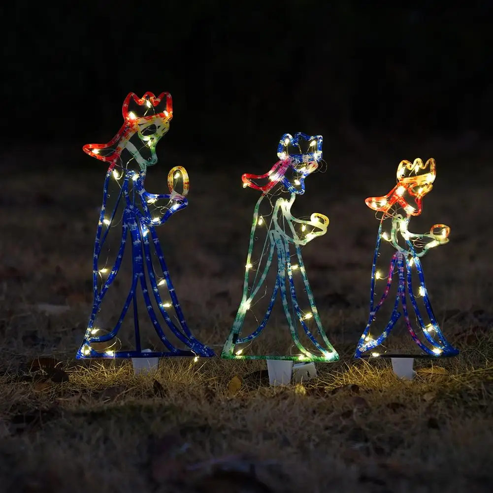 

Outdoor Christmas LED Three 3 Kings Silhouette Motif Rope Light Decoration For Garden Yard New Year Christmas Decoration Party