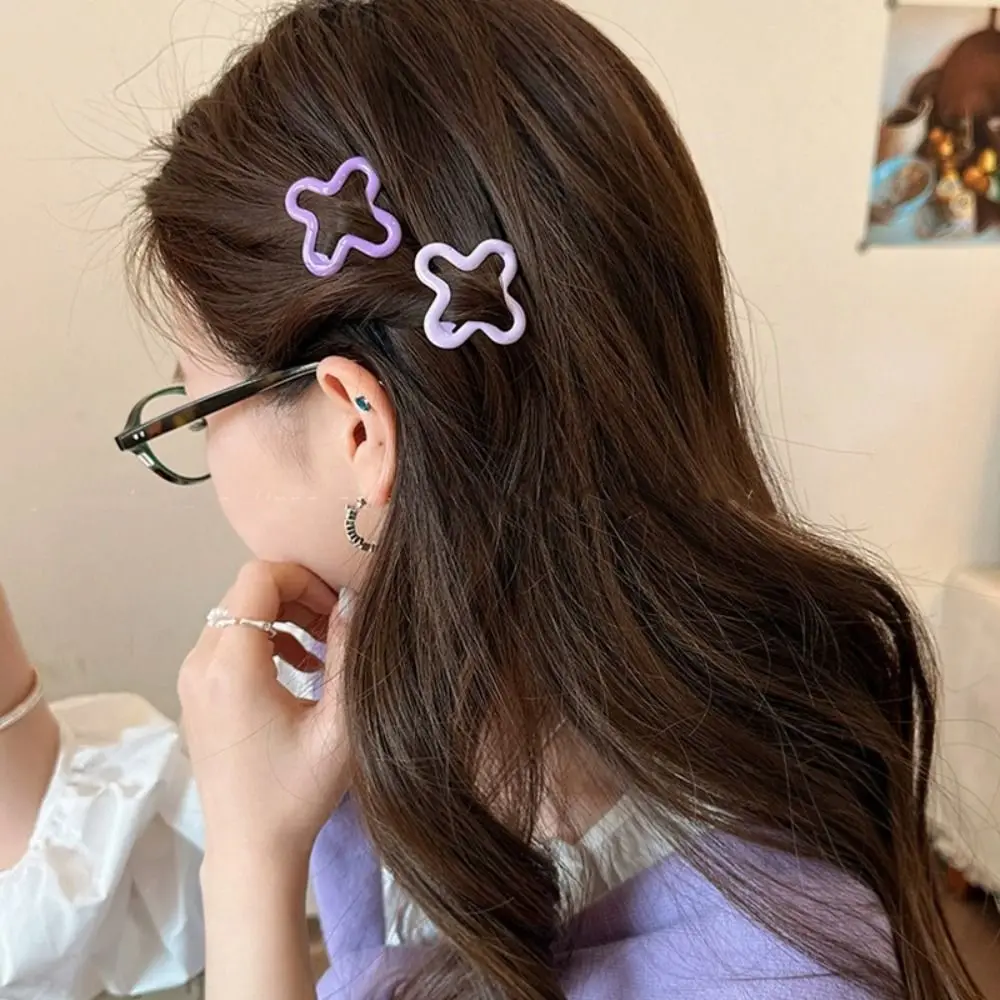 

10 Pcs/Bags Retro Alloy Flower Hairpin Set Hollow Y2k Side Clip Candy Color Geometry Cute Hair Clip Daily