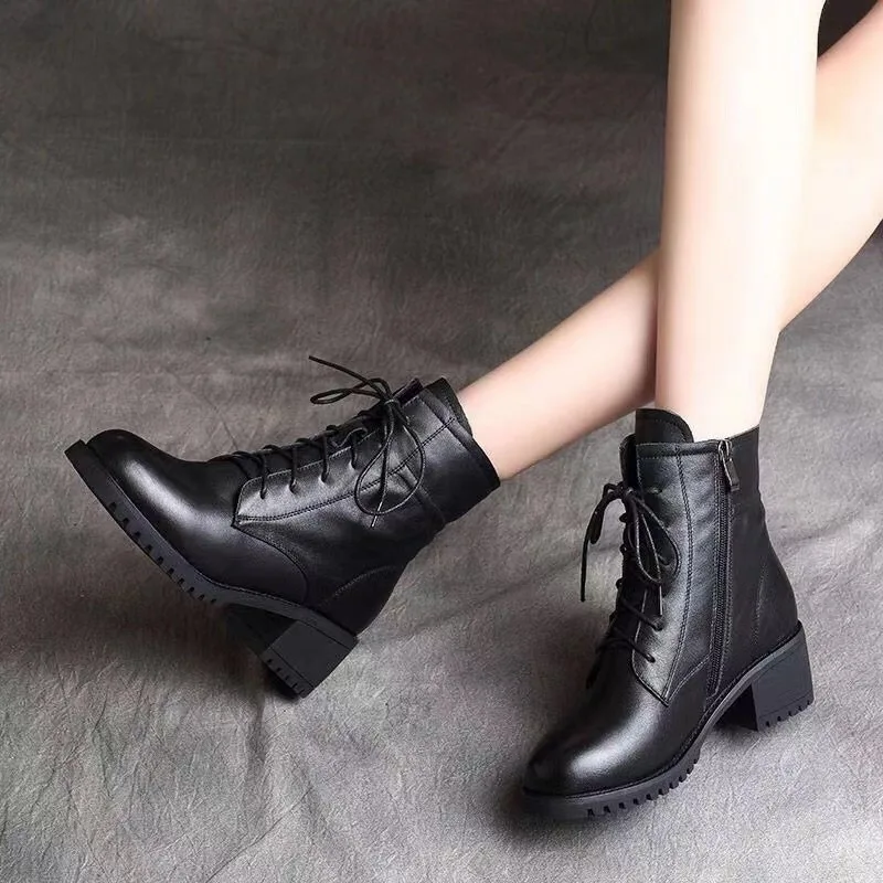 2024 High Quality Ladies Shoes Side Zipper Women\'s Boots Fashion Cross-tied Modern Boots Women Hot Sale Plus Size Ankle Boots