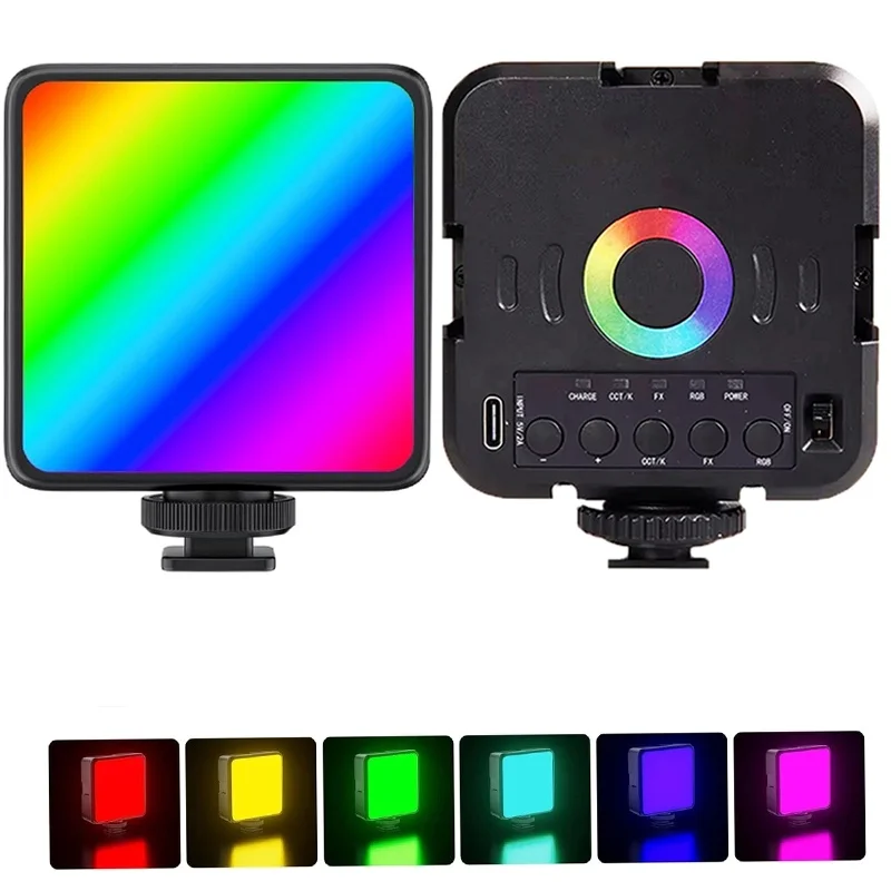 Pocket RGB Video Light Portable Mini Fill Lamp Adjustable LED Lighting For Camera Smart Phone Laptop Selfie Vlog For GoPro Kit