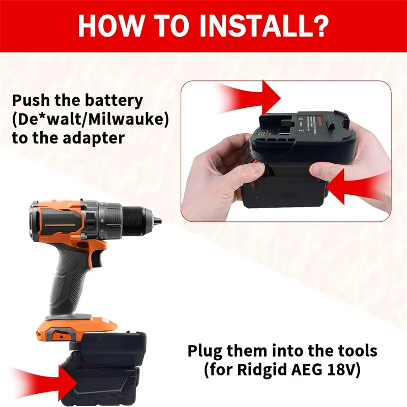 Conversor adaptador de bateria para milwaukee/dewalt 18v 20v bateria de lítio converter para ridgid 18v ferramentas elétricas conversor de bateria