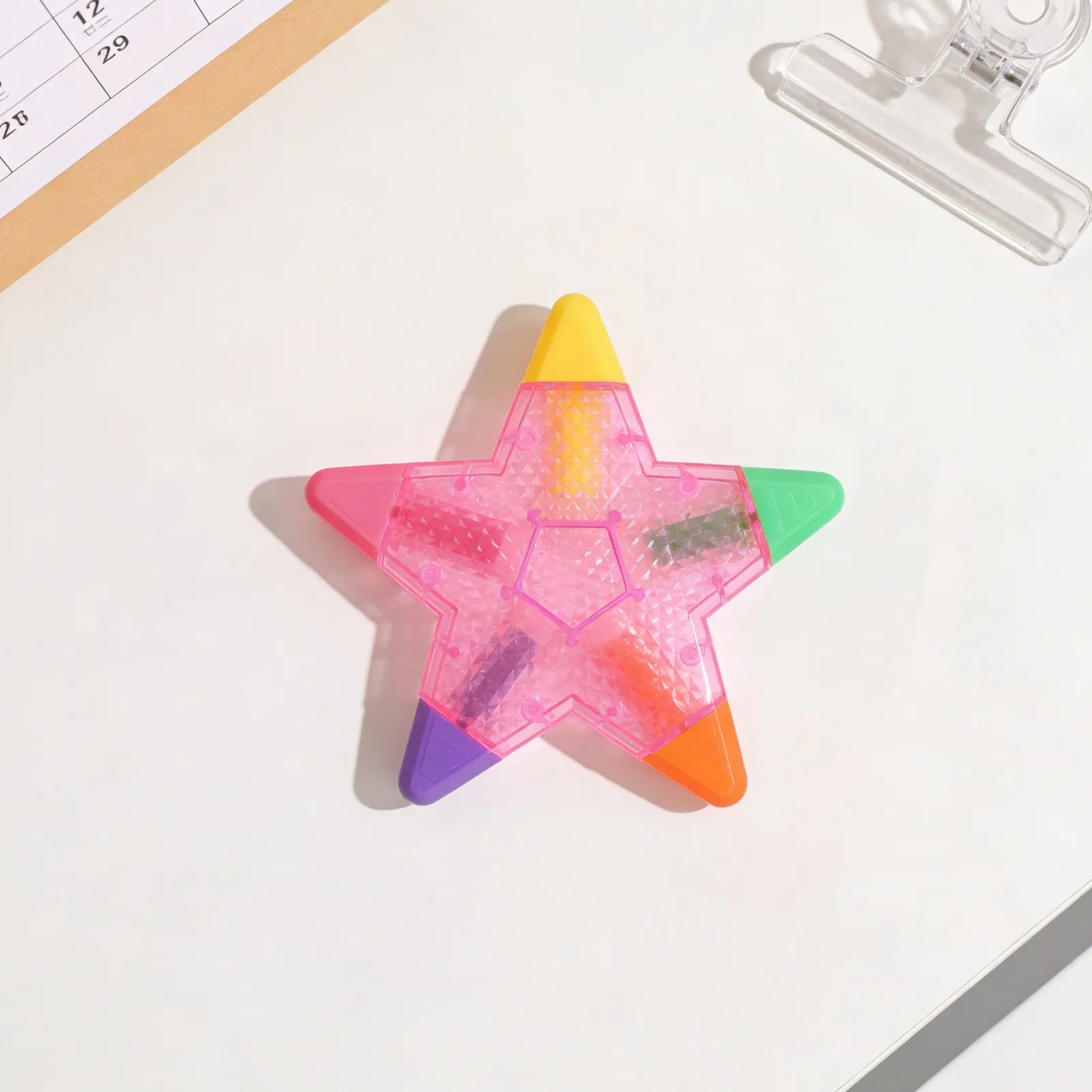 6 pcs Markers Pens Fluorescent Highlighter Highlighters Office School Halloween Christmas New Year Color Highlighter Set Star