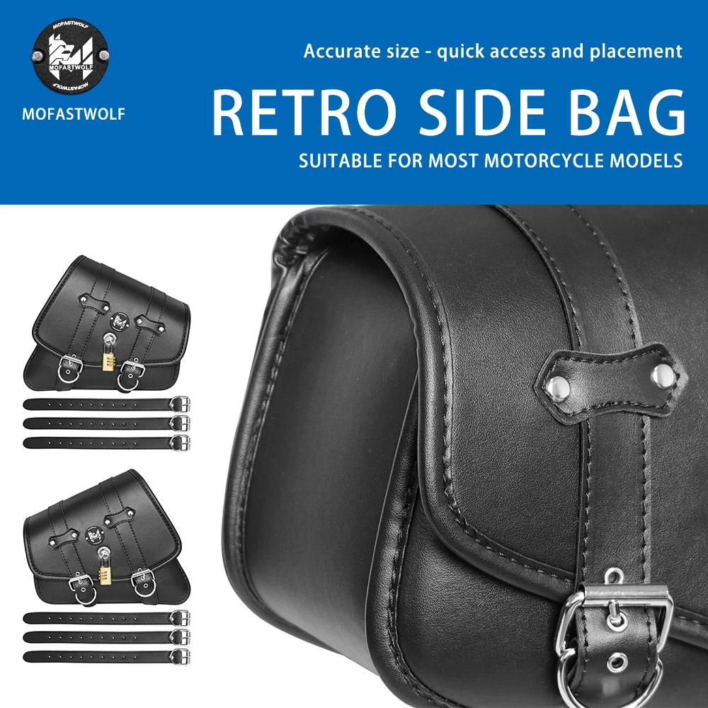 Universal Retro Motorcycle PU Leather Saddle Bag Splashproof Storage Tool Bag For Cafe Racer Bobber Scooter