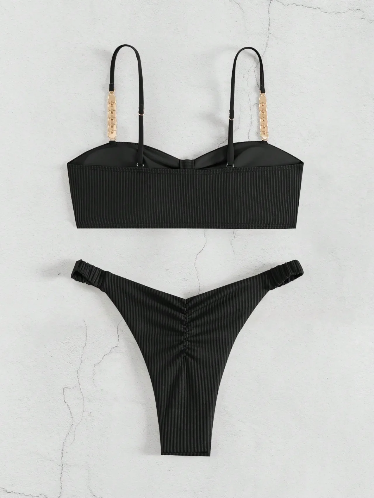 Badmode Wit 2-delig effen badpak voor dames Sexy string Backless bikiniset badpak 2025 Nieuw