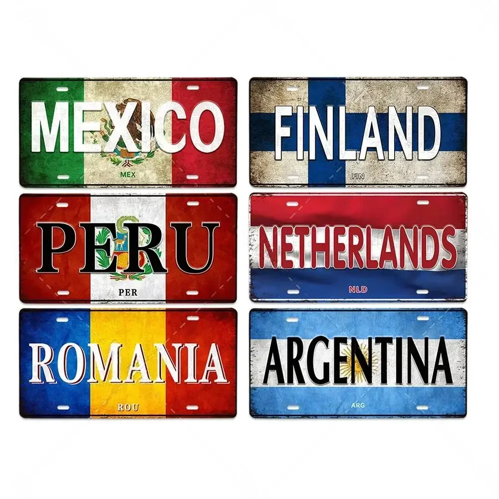 Popular Tourism Country Posters Vintage Metal Tin Signs License Plate Poster Car Garage Home Decor Plaque Vintage Art Painting