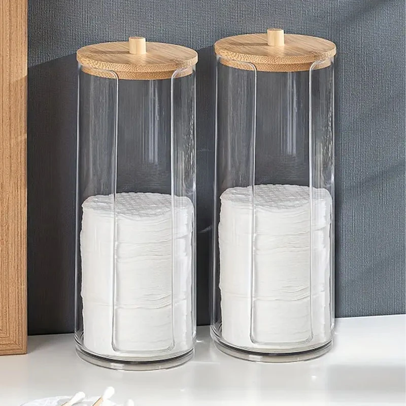 Makeup Organizer Cosmetic Storage Box Cotton Swab Holder Cotton Ball Cotton Pad Box Clear Plastic Box With Lid Dust-proof