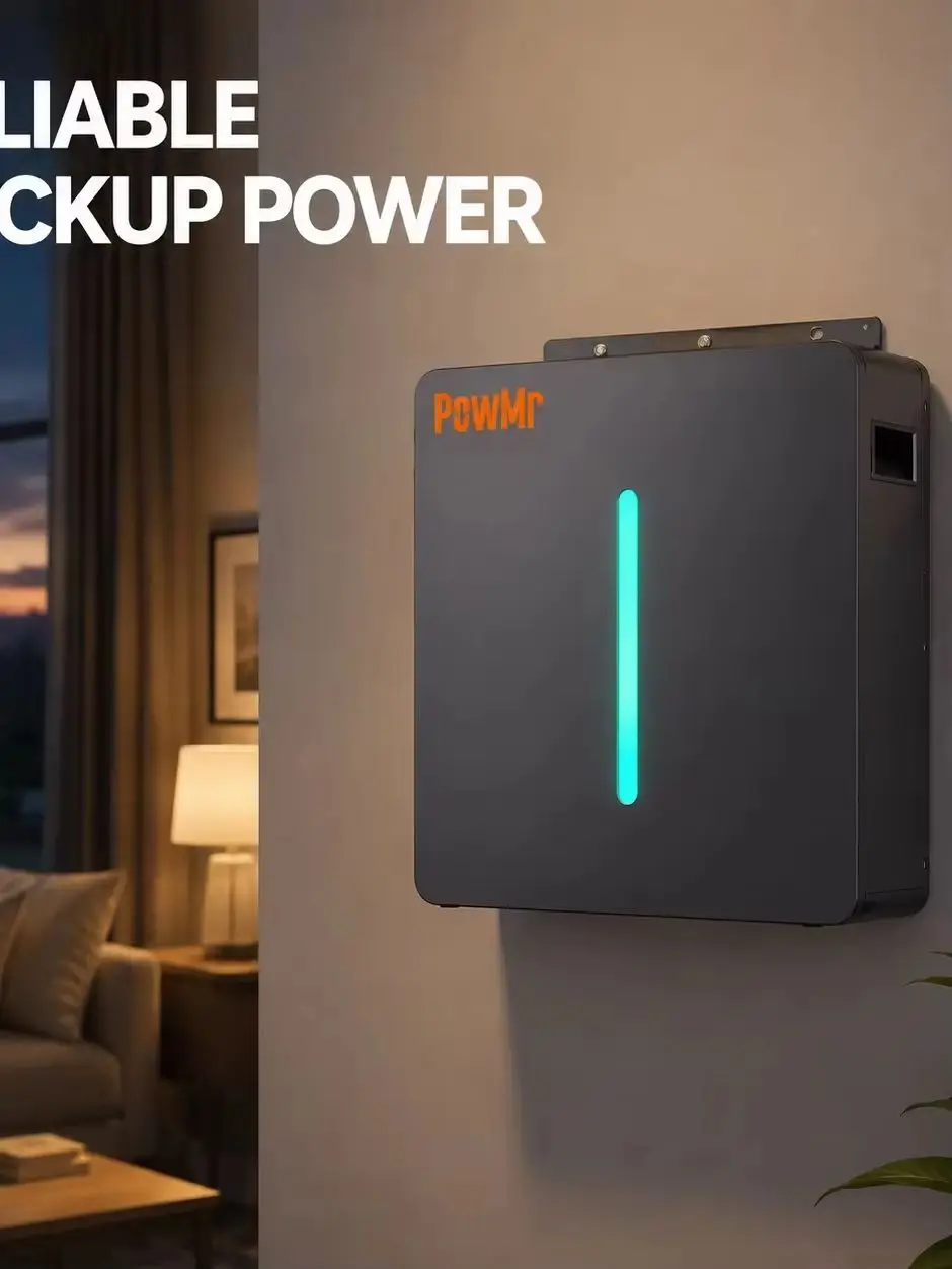 PowMr 100AH Wandmontage Lifepo4 Batterie 24V Batteriepacks Solar-Lithium-Batterie 2,56KWH Wiederaufladbar BMS Klasse A 6000+ Zyklen Parallel bis zu 8 Einheiten