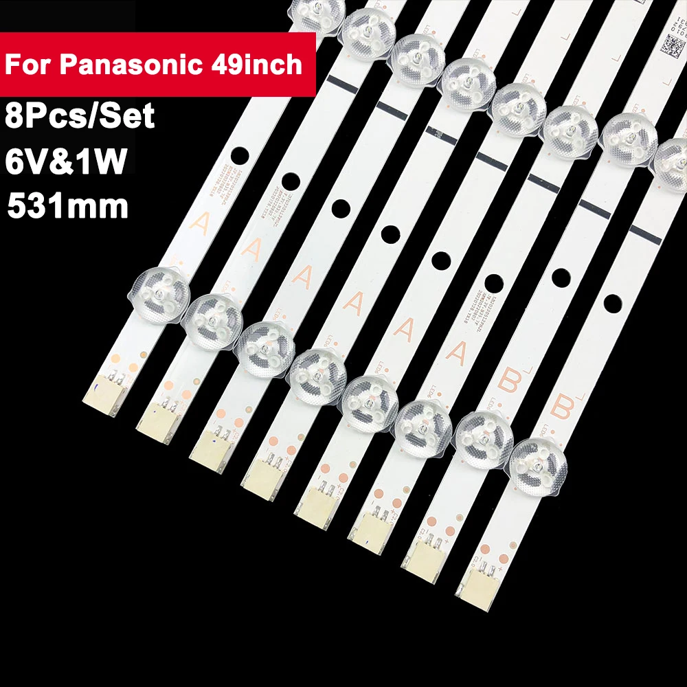 

8pcs LED TV Backlight Strip For Panasonic 49inch JL.D49061330-078AS-M_V05 TX-49FX555B TX-49GX550B 49V5863DG LT-49C890 49FX555B